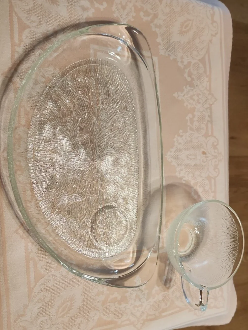 Vintage Hazelware Icelandia Clear Textured Glass Snack Set